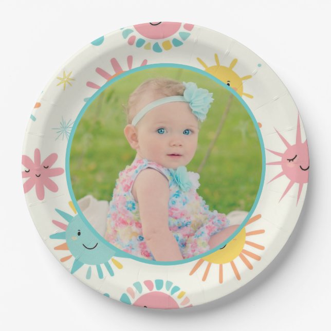 Helles Sunshiny Day Foto Geburtstag Pappteller (Vorderseite)