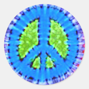 Helles Trippy Hippie Gefärbte Krawatte Peace Sign Runder Aufkleber