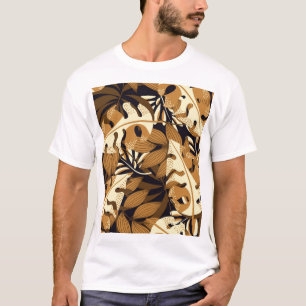 Helles tropisches Blätter dunkles Muster T-Shirt