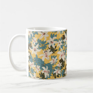 Helles tropisches Blätter Lily Pattern Kaffeetasse