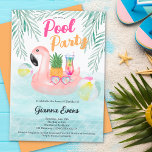 Helles tropisches Party Rosa Flamingo Sweet 16 Einladung<br><div class="desc">Genießen Sie den 16. Geburtstag unserer sommerlichen,  lebhaften und tropischen Sweet-Einladungen! Holen Sie sich Ihre Flamingo Schwimmzüge und Badeanzüge bereit für ein Party,  das viel Spaß und unvergesslich sein wird! Mit einer rosa Flamingo-Floater-Abbildung Sweet 16 mit Cocktail,  holografische Retro-Sonnenbrille,  Palmenblatt,  Ananas und Pool Reflexion mit Wasserball.</div>