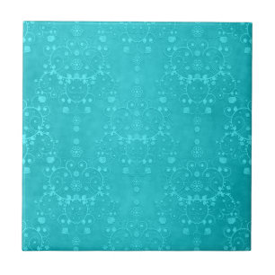 Helles Türkisblau Aquamarines Aqua Damask Muster Fliese