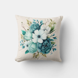 Helles türkisfarbenes Aquamarines Blumendekor Kiss Kissen