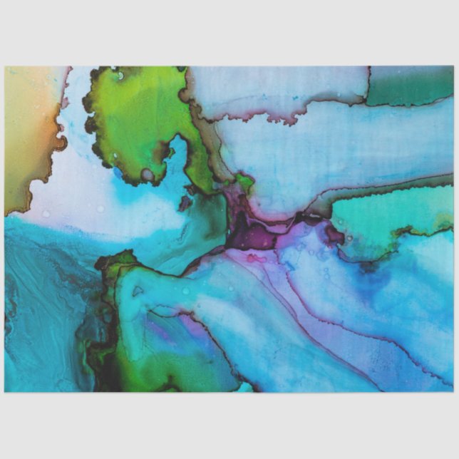 Helles türkisfarbenes Wasserfarbenwaschbecken Seidenpapier (Vorderseite)