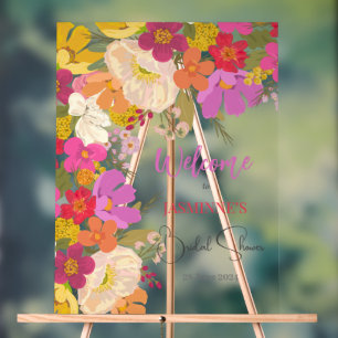 Helles und farbenfroher Garten Brautparty Acrylschild