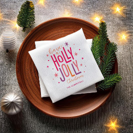 Helles und festliches "Holly Jolly" Weihnachten Serviette