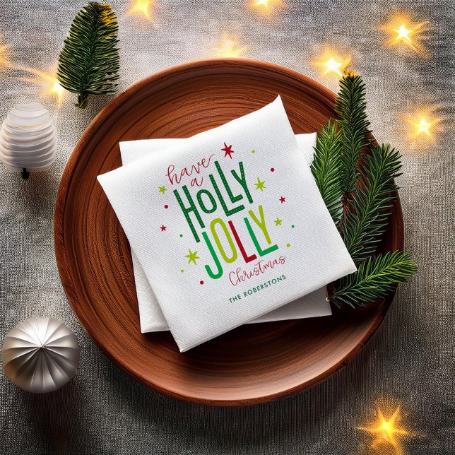 Helles und festliches "Holly Jolly" Weihnachten Serviette (Von Creator hochgeladen)