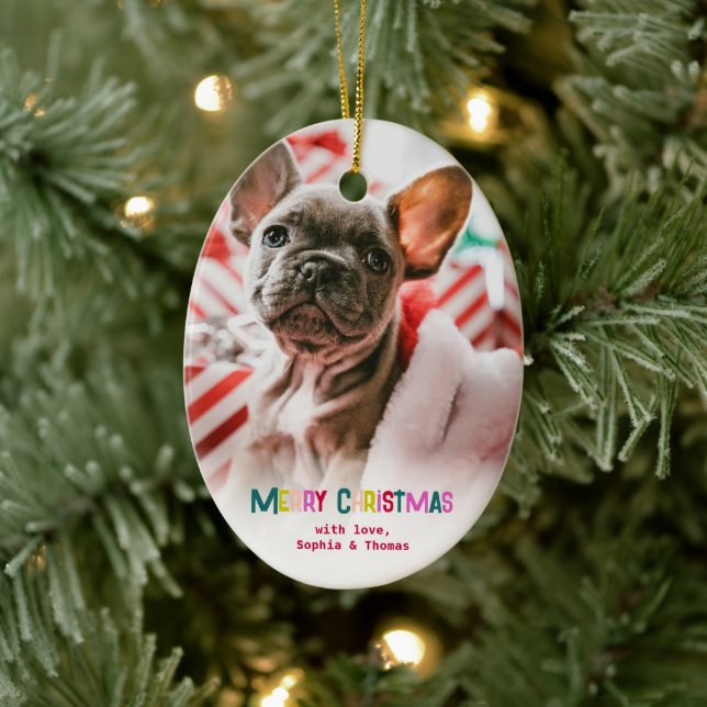 Helles und fröhliches Weihnachts-Foto Keramik Ornament (Baum)