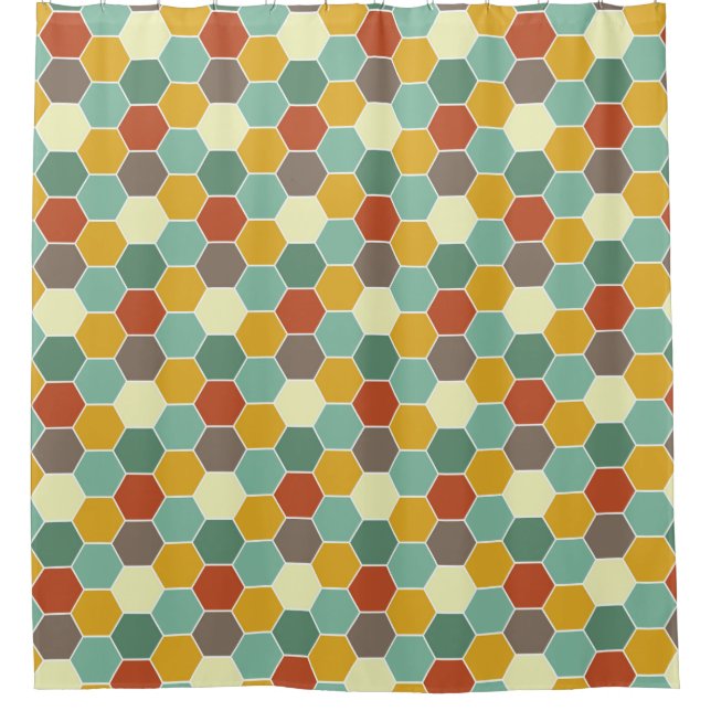 Helles und mutiges Bienenwaben-Muster Duschvorhang (Vorderseite)