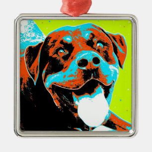 Helles und Spaß Rottweiler Porträt Ornament Aus Metall