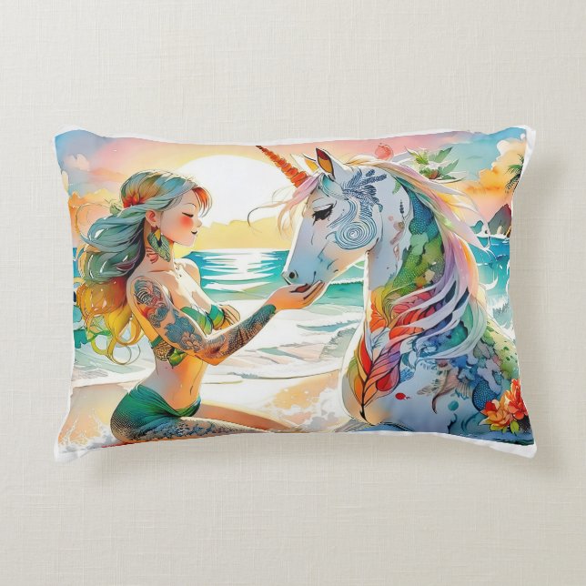 Helles Unicorn Design Kissen (Vorderseite)