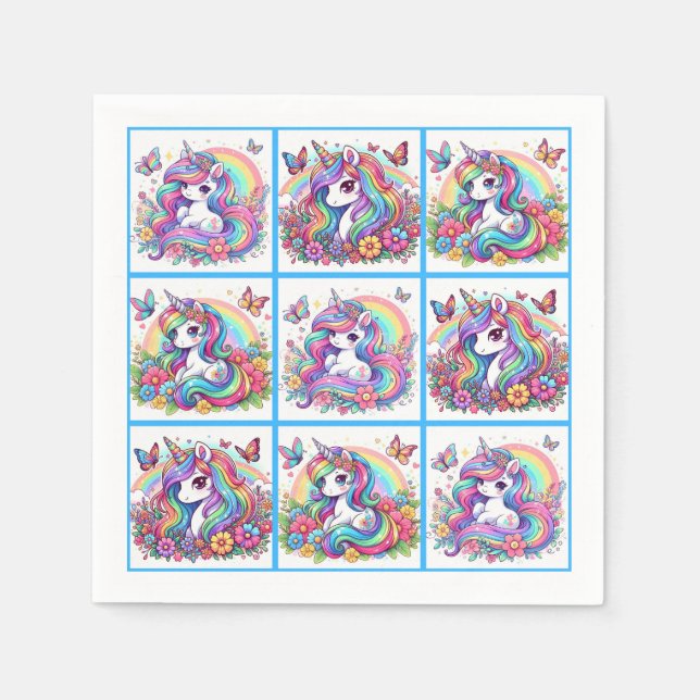 Helles Unicorn Party Napkins Serviette (Vorderseite)