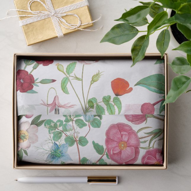 Helles Vintage-Blumen-Collage-Tissue-Papier  Seidenpapier (Geschenk)