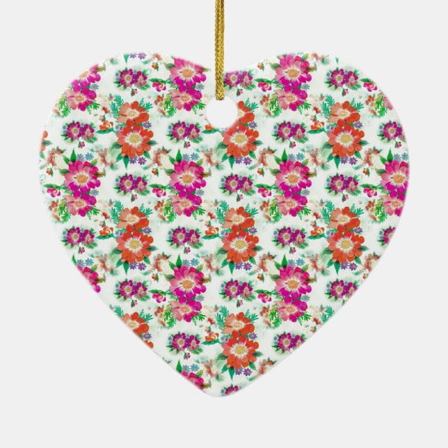 Helles Vintage-Blumenmuster Keramik Ornament (Hinten)