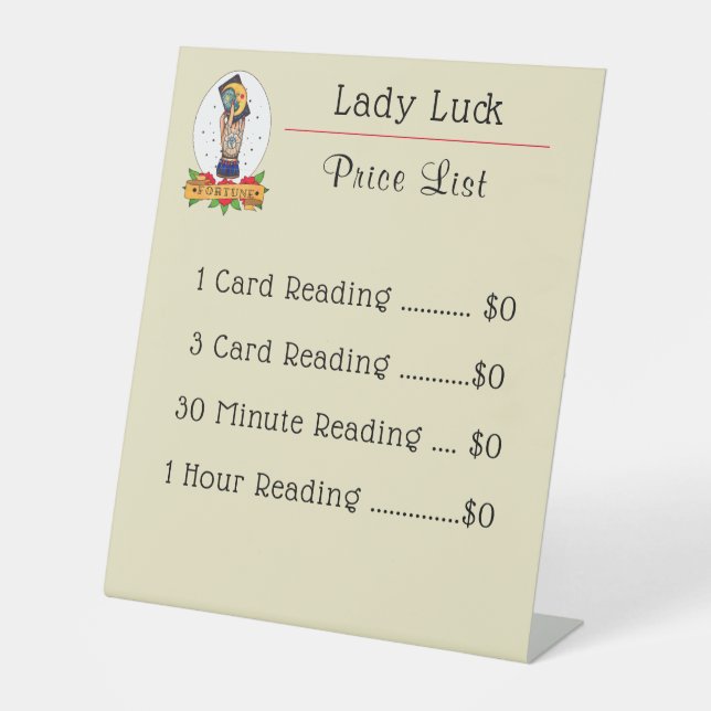 Helles Vintages Tarot Tattoo Pedestal Zeichen Sockelschild (Vorderseite)