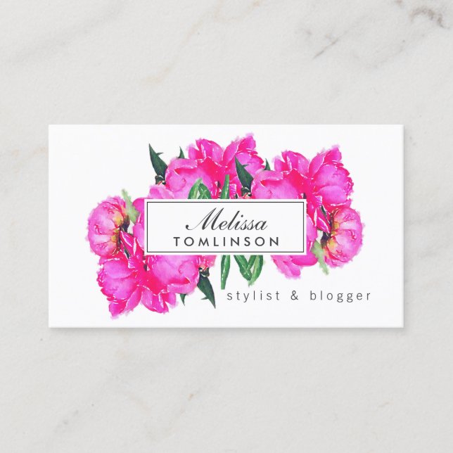 Helles Wasser Pink Peonies Stylist, Schönheit Visitenkarte (Vorderseite)