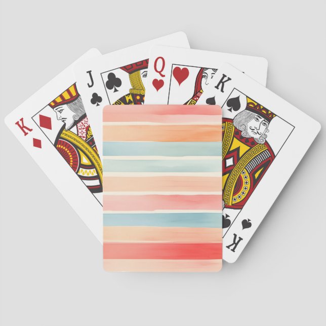 Helles Wasserfarben-Streifenmuster bunt Spielkarten (Rückseite)