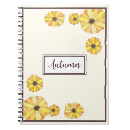 Helles Watercolor Herbst-Blumenbuch Notizblock