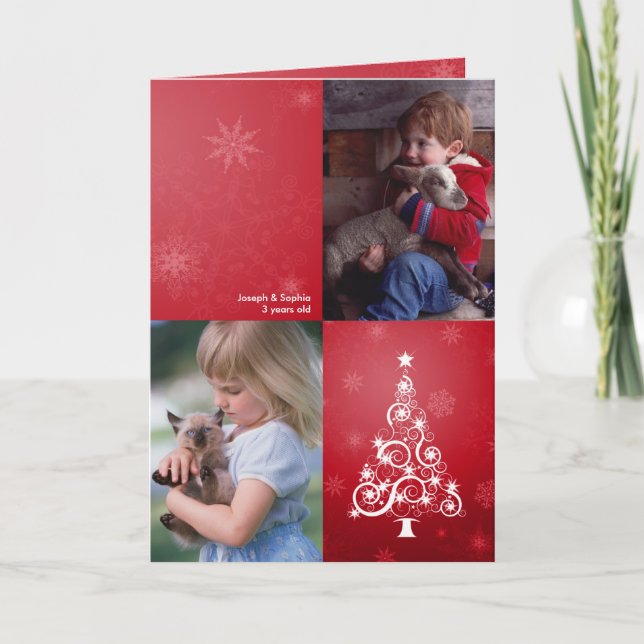 Helles Weihnachten gefaltete Foto-Karte (Vorderseite)