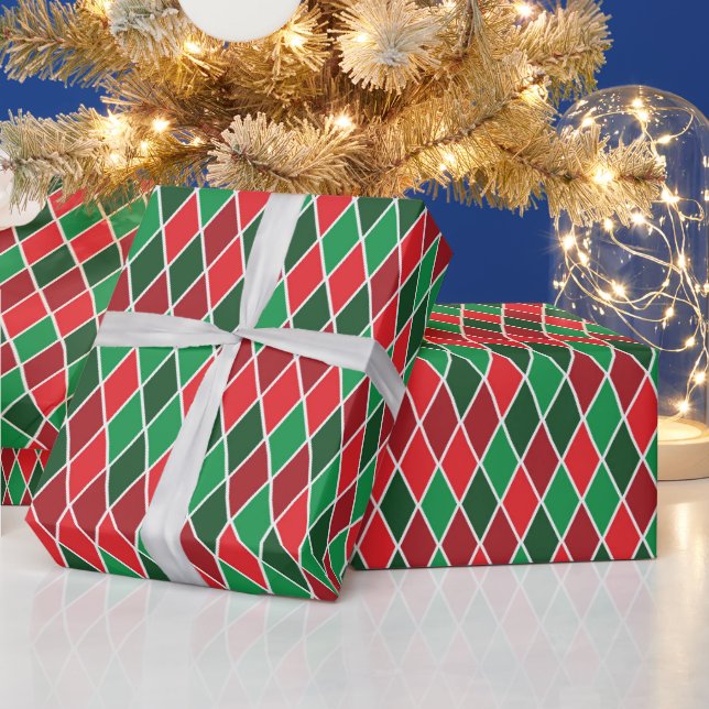 Helles Weihnachts-Geometric-Harlekin Geschenkpapier (Feiertage)