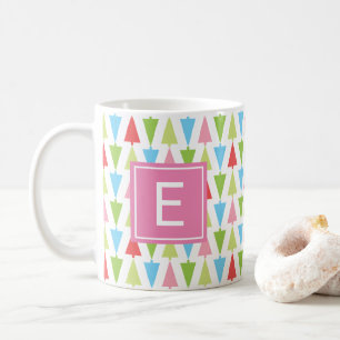 Helles Weihnachtsbaum Muster Girly Pink Monogramm Kaffeetasse