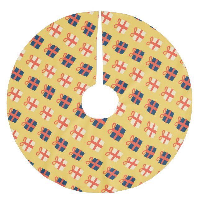 Helles Weihnachtsgeschenke Muster Polyester Weihnachtsbaumdecke (Vorderseite)