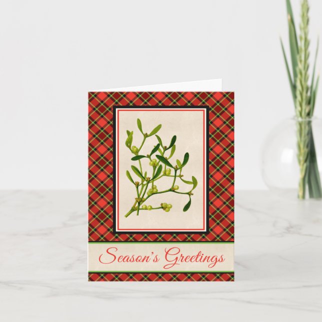 Helles Weihnachtskarierter und Vintager Feiertagskarte (Vorderseite)