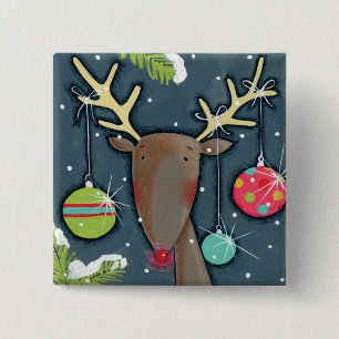 Helles Weihnachtsren Button