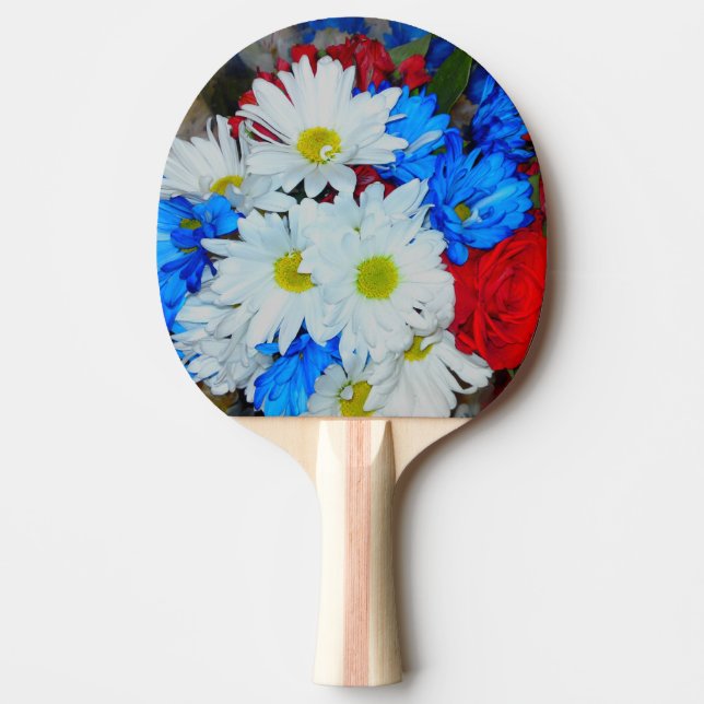 Helles Weiß und Blau Daisy Ping Pong Paddle Tischtennis Schläger (Vorderseite)