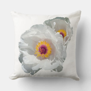 Helles, weißes Peony Throw Kissen