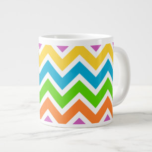 Helles Zickzack Regenbogenmuster Jumbo-Tasse