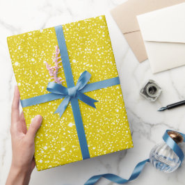 Helles Zitronengelb Glanz Weiß Glitter Muster Geschenkpapier