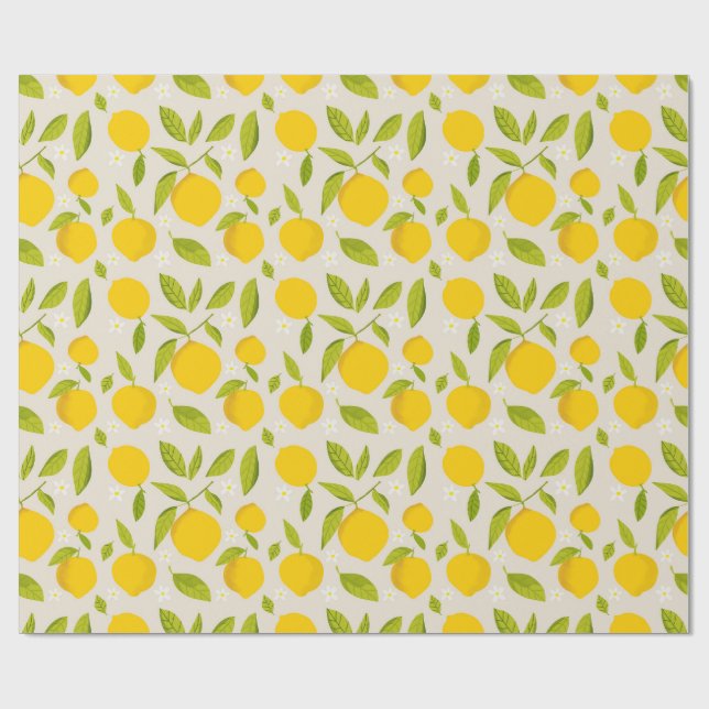 Helles Zitronenmuster - frisch gelbe Zitrusfrüchte Geschenkpapier (Flach)