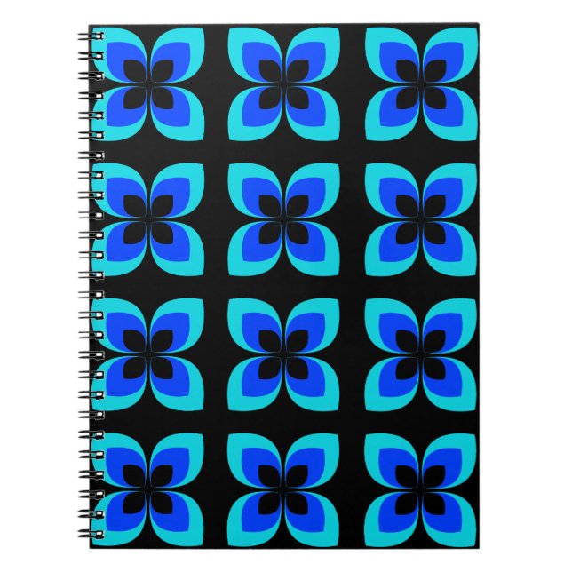 Helles, zweifarbiges, blaues Blume-Muster Notizblock (Vorderseite)