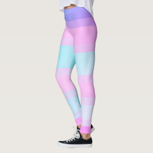 Hellfarbene blaue rosa grüne Pastellstreifen Leggings
