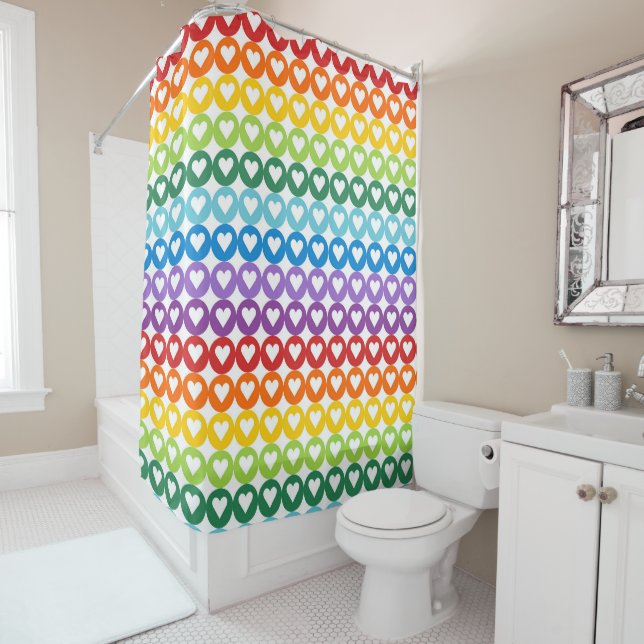 HELLFARBENE HÄRZTE IN KREISEN DUSCHVORHANG (Beispiel)