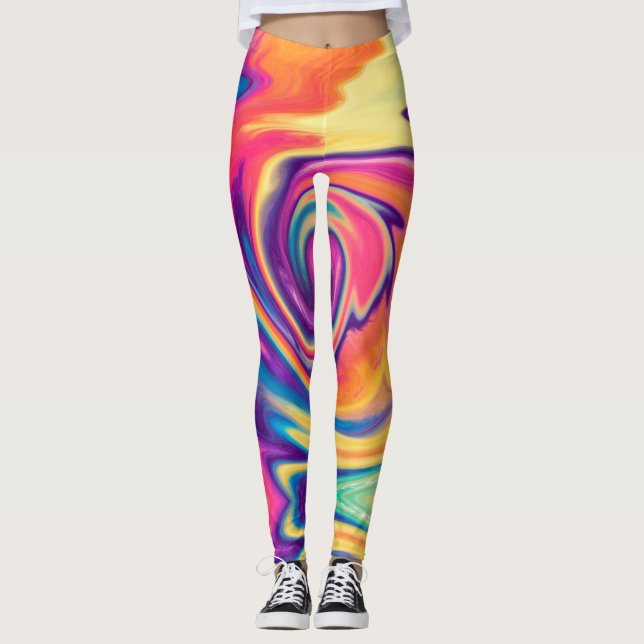 Hellfarbene Krawatte-Farbige Leggings (Vorderseite)