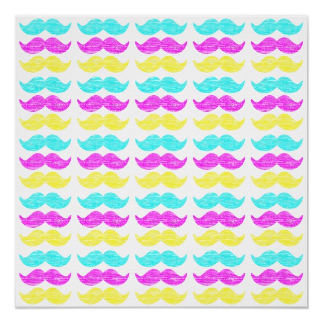 Hellfarbene Mustaches (Letterpress style) Poster (Vorderseite)