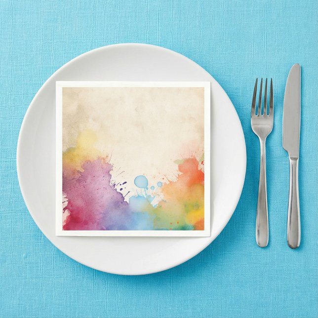 Hellfarbene Splint Serviette (Bright paint splashes napkin.)