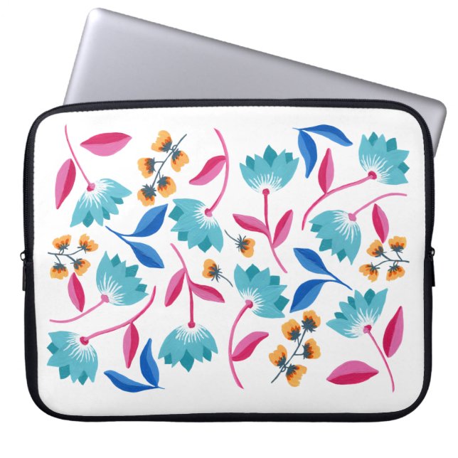 Hellfarbener, floraler Laptop-Sieb Laptopschutzhülle (Vorderseite)