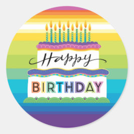 Hellfarbener Geburtstagskuchen mit Kerzen Runder Aufkleber