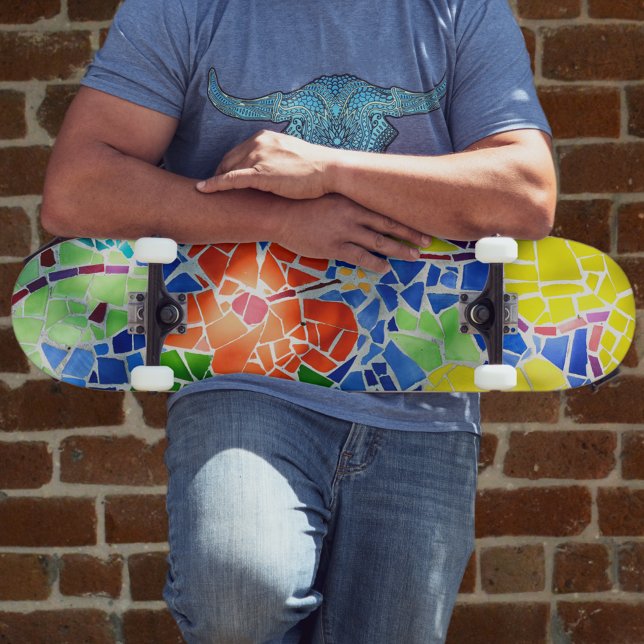 Hellfarbener Mosaikfisch Tile Koi Fischteich Skateboard (Von Creator hochgeladen)