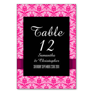 Hellfarbener rosa Damast Tischnummer