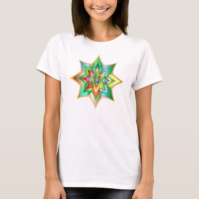 Hellfarbige grüne Blume T-Shirt (Vorderseite)
