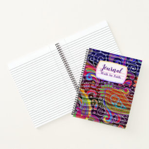 hellfarbige Paisley-Wellenlinien personalisiertes Notizbuch
