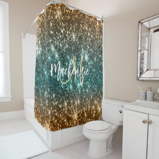 Hellfarbiger Glitzer Duschvorhang