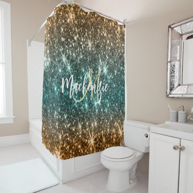 Hellfarbiger Glitzer Duschvorhang (Beispiel)