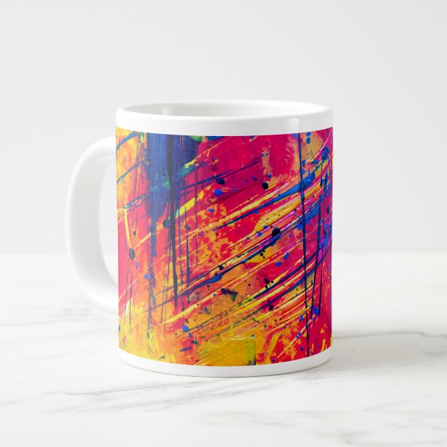 Hellfarbiger Spritzer Paint Abstrakt Jumbo-Tasse (Vorderseite Links)