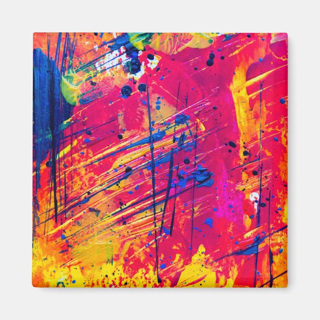 Hellfarbiger Spritzer Paint Abstrakt Magnet (Vorne)