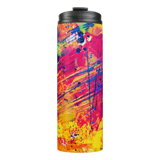 Hellfarbiger Spritzer Paint Abstrakt Thermosbecher (Vorderseite)
